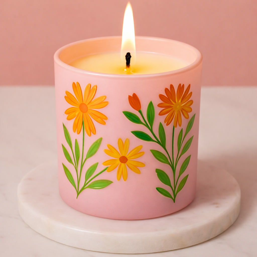 Rosé Floréal Hansd Painted Candle Jar 200ML